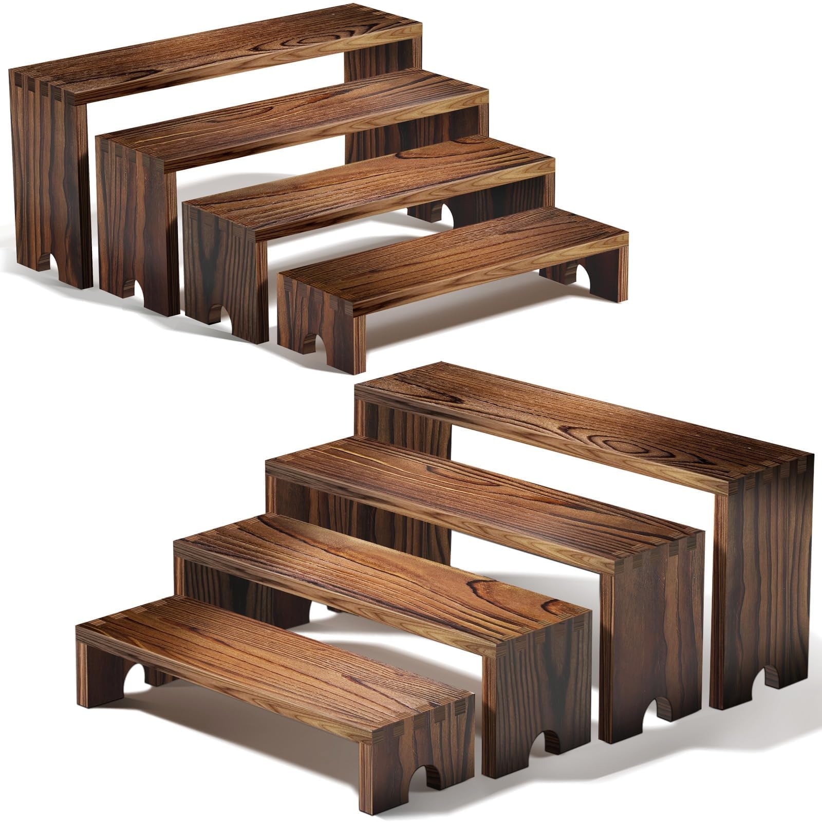 2 Set Wooden Tiered Risers Dis - Display Risers Set ulasan dan harga